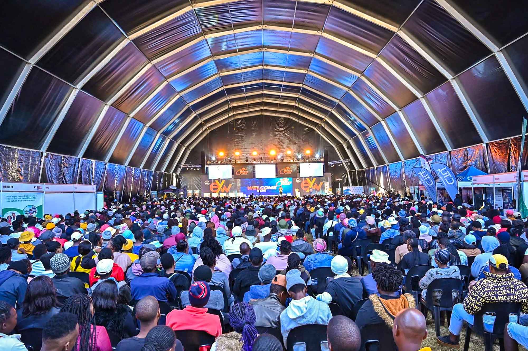 Young people gathered at EmpowaYouth Week marquee